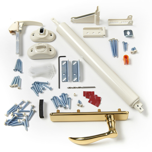 Brass Lever and Almond Interior Handle and Closer