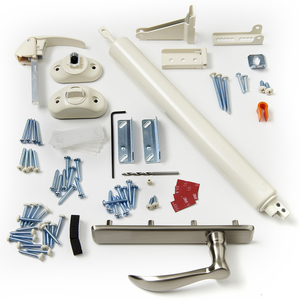 Nickel Lever and Almond Interior Handle and Closer