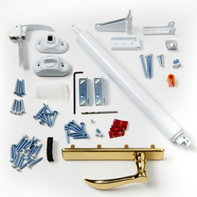 Brass Lever and White Interior Handle and Closer