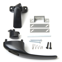 Black Push Button handle Wood Core Storm Doors